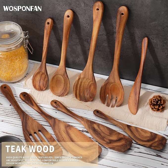 Wooden Cooking Utensils Set, Slotted Spoon, Handmade Modern Kitchen Utensils - Image 4