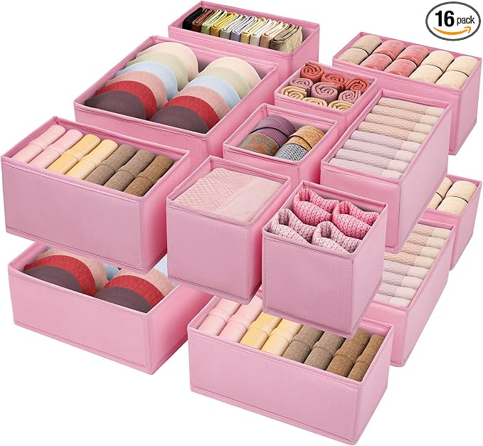 Drawer Clothing Organizer 16-Pack, Fabric Folding Wardrobe Organizer by WRRLORS