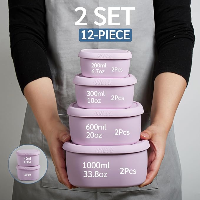 ISSEVE 12Pcs/Set Nesting Silicone Food Storage Containers - Image 2