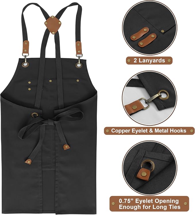RUVANTI Work Aprons for Men, Oil & Water Repellent, PolyCotton Cross Back - Image 6