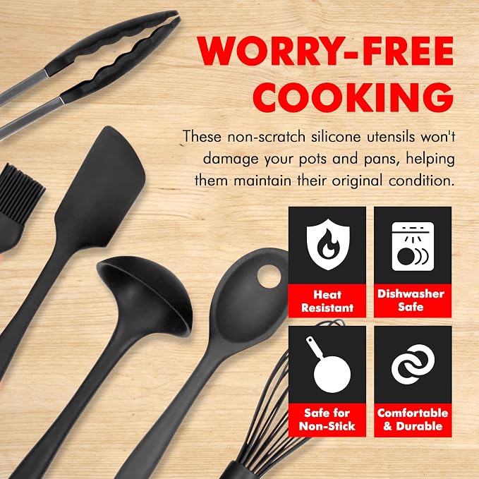 Chef Craft - Premium Silicone Kitchen Tools and Utensils Set, Non-Scratch - Image 3