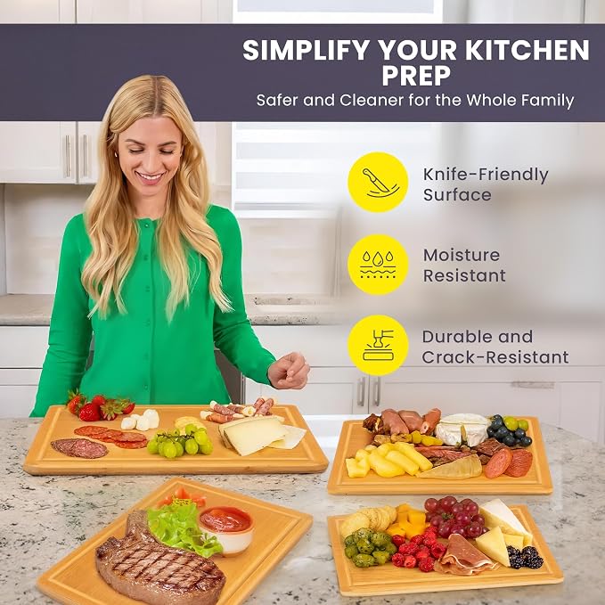 Glue-Free Surface™ 2XL Extra Large Bamboo Cutting Board Set of 4 – Small - Image 5