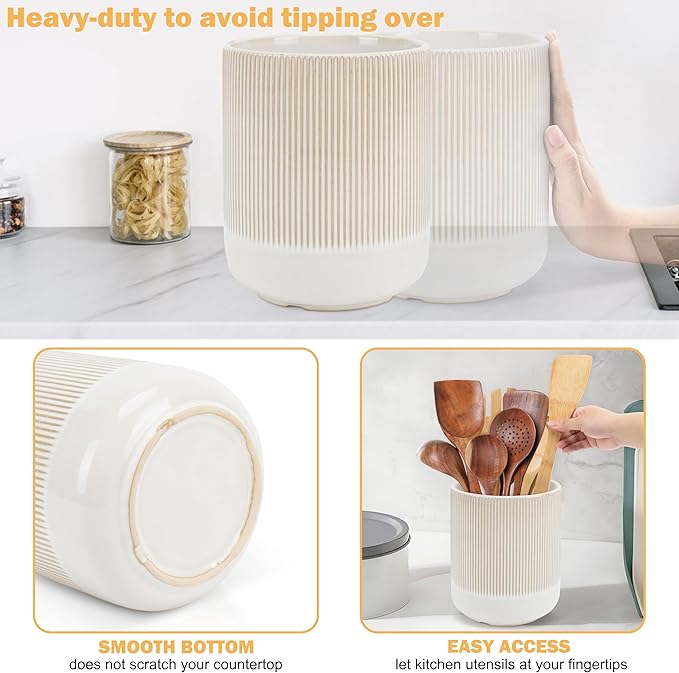 RedCall Kitchen Utensils Holder Large, Ceramic Utensil Organizer - Image 3