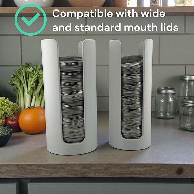 Mason Jar Lid Organizer | White Plastic Lid Storage Rack - Image 3