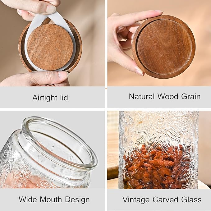 Adodeen 24oz Vintage Glass Jar - Image 4