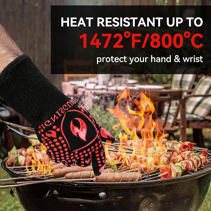 BBQ & Grill Gloves, Oven Gloves, 1472°F Silicone Oven Mitts Heat Resistant - Image 2