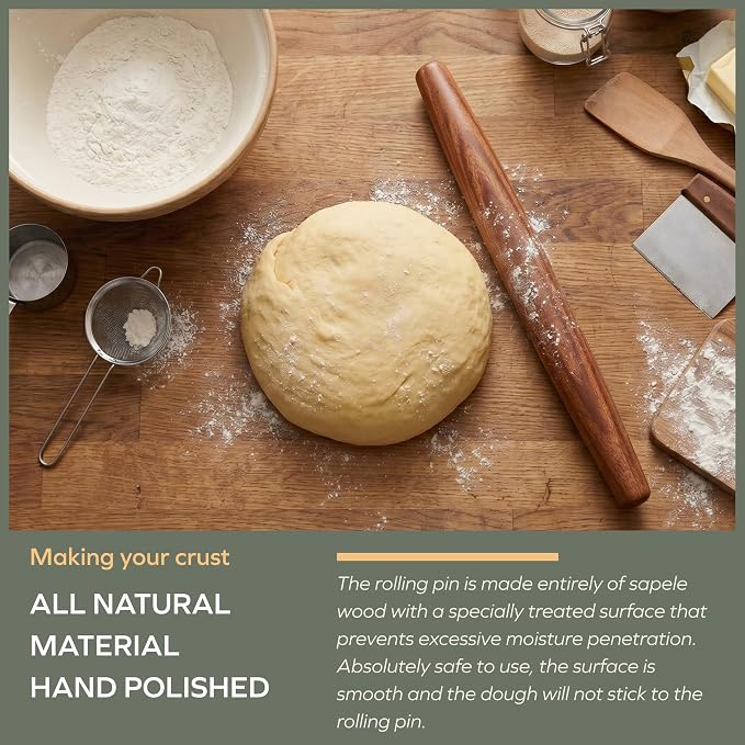 Muso Wood Sapele Wooden French Rolling Pin - Image 4