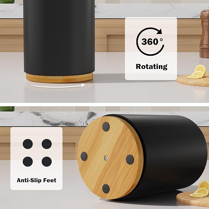 Black Utensil Holder Wood Kitchen Utensil Holder - Image 6