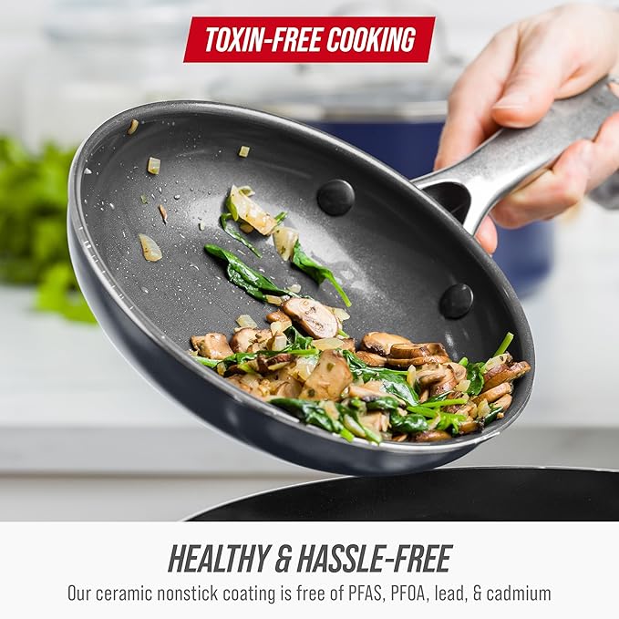 Blue Diamond 8" Nonstick Frying Pan Skillet, Ceramic Diamond Infused PFAS-Free - Image 5