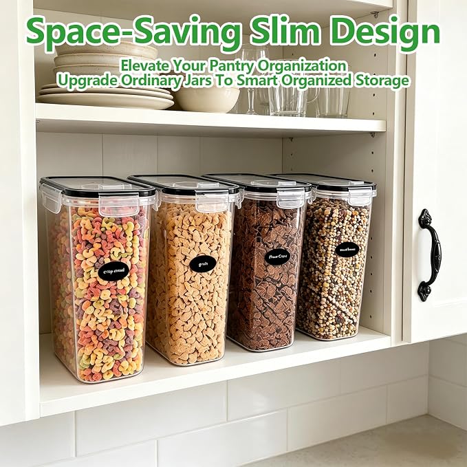 4 Pack 4L/135oz Cereal Storage Containers, Airtight BPA Free Plastic Cereal - Image 6