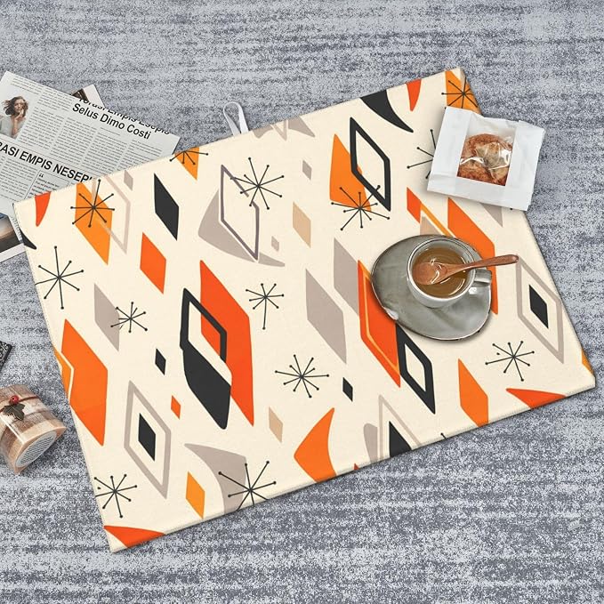 Retro Geometric Pattern Dish Drying Mat - Image 8