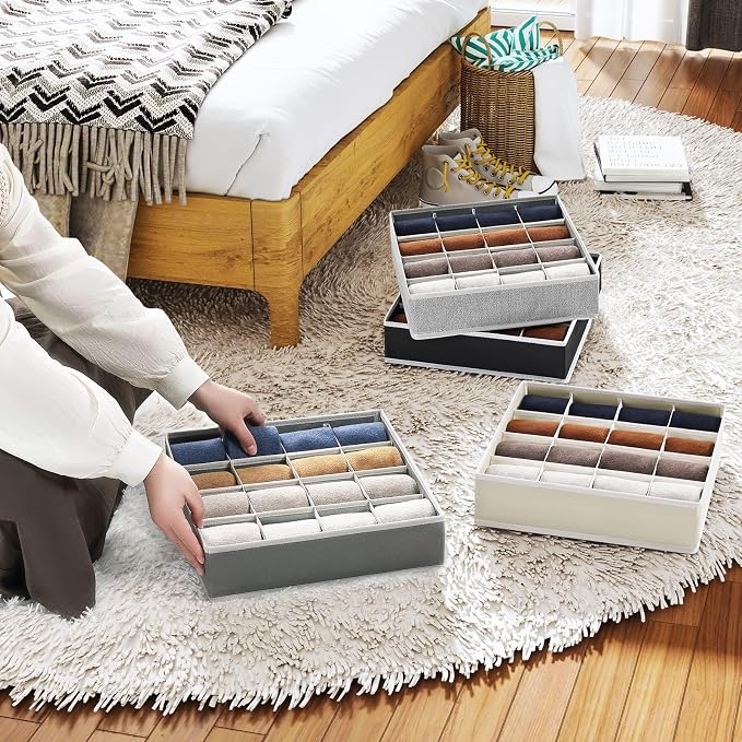 Joyoldelf Sock Drawer Organizer Divider Underwear Organizer 16-cell Fabric - Image 4