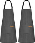 NLUS 2 Pack Kitchen Cooking Aprons, Adjustable Bib Soft Chef Apron by NLUS