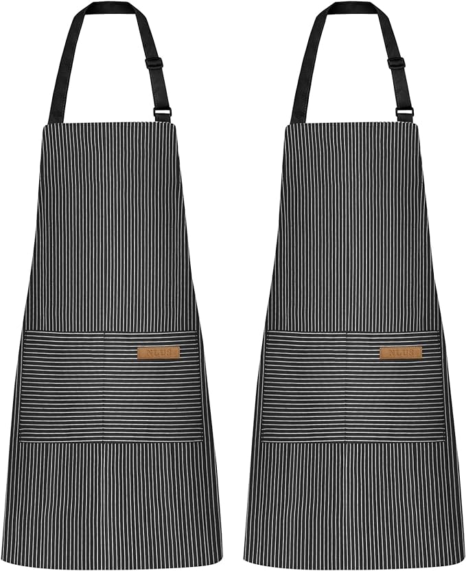 NLUS 2 Pack Kitchen Cooking Aprons, Adjustable Bib Soft Chef Apron by NLUS