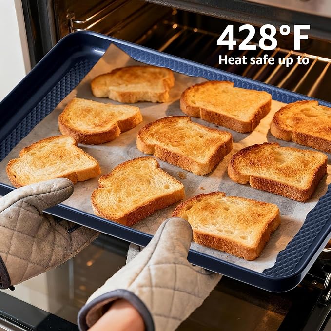 3Pcs Nonstick Baking Sheet, Baking Sheet Pan Set, Jelly Roll Pans, Cookies Sheet - Image 5