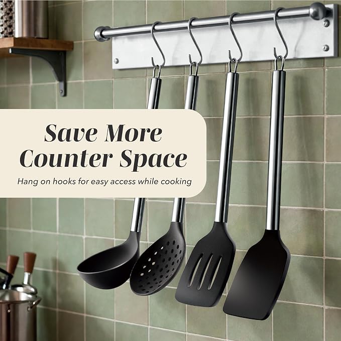 COOK WITH COLOR Silicone Cooking Utensils, Kitchen Utensil Set, Cooking Utensils - Image 4