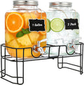 1 Gallon Glass Beverage Dispenser, 2 Pack Glass Drink Dispensers by Goldfishwa