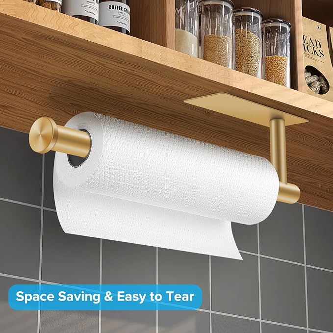 2nd Gen Paper Towel Holder Under Cabinet No Drilling, Self Adhesive or Drilling - Image 3