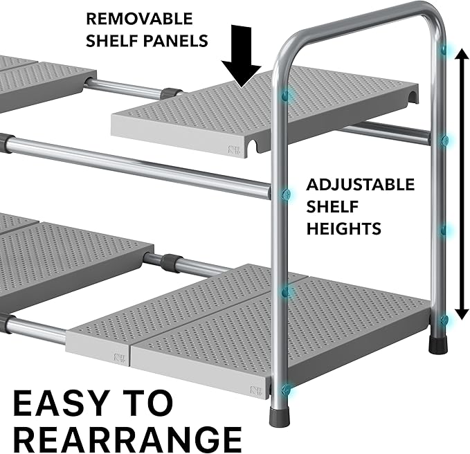 Simple Houseware Under Sink 2-Tier Heavy Duty Expandable Rack Organizer - Image 4