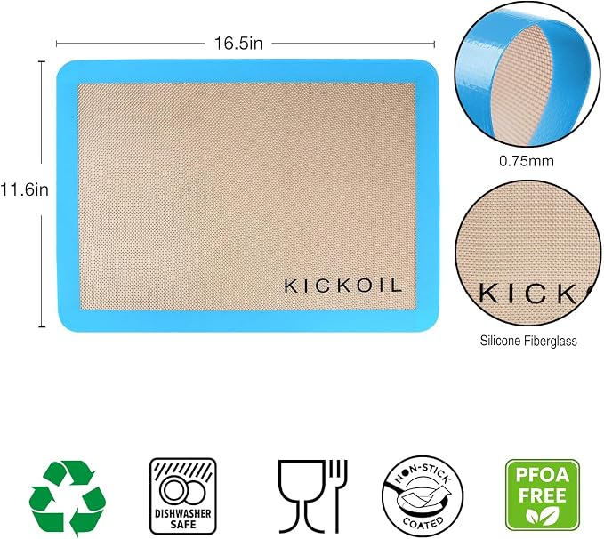 Silicone Baking Mat Set of 3 Non-Stick Baking Sheet - Image 2