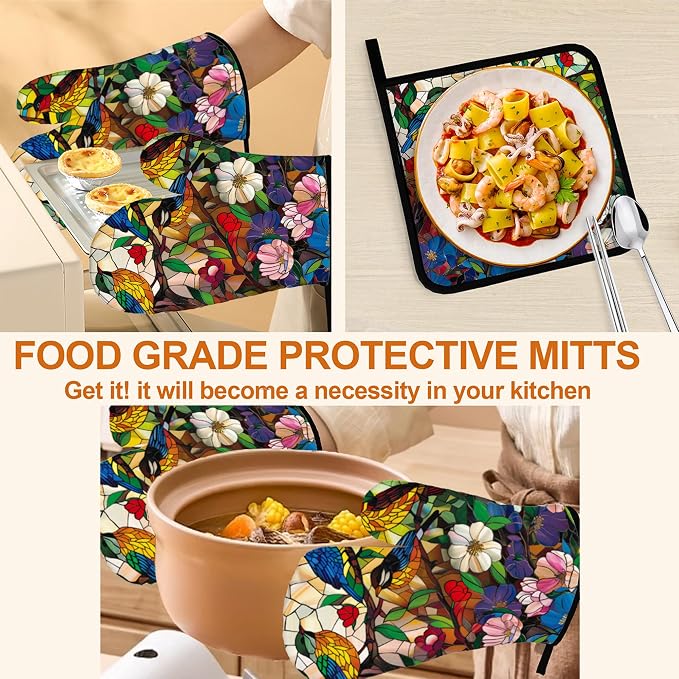 Abstract Bird Oven Mitts & Potholder Set of 4 - Image 5
