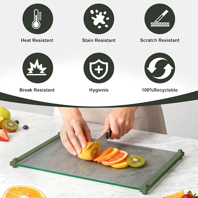 Glass Cutting Boards for Kitchen, European Grey Glass Paired - Image 3