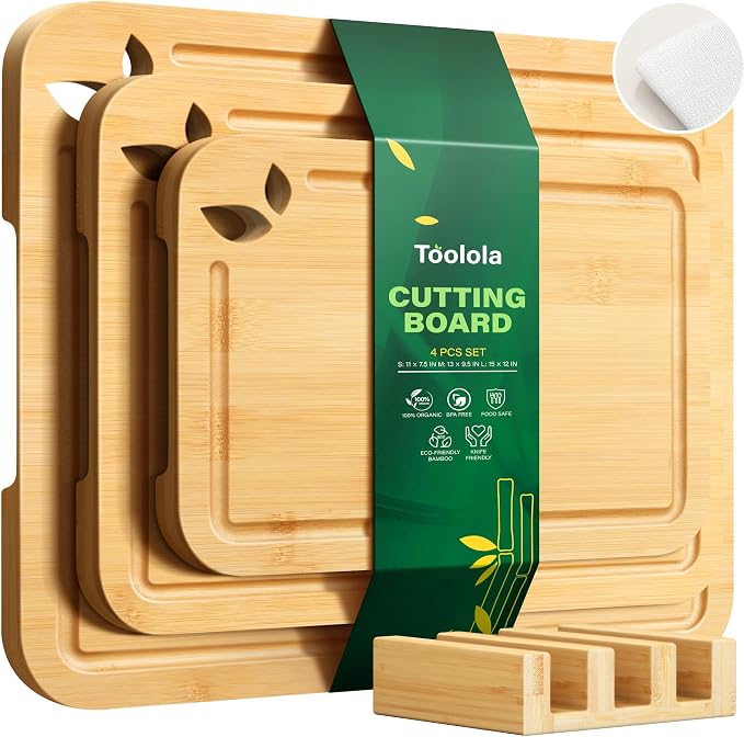 Bamboo Cutting Boards for Kitchen by Toolola