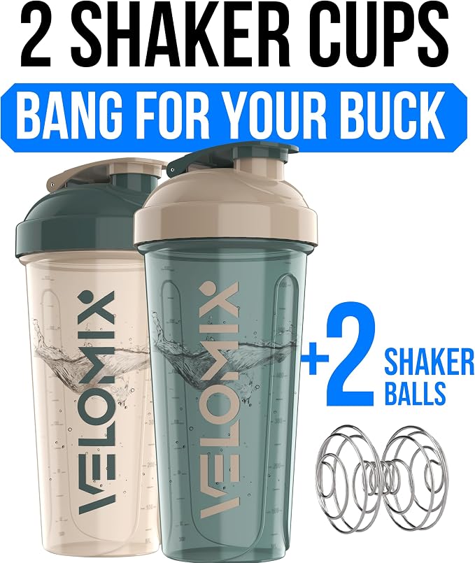 VELOMIX -2 Pack- 28 oz Protein Shaker Bottles - Image 2