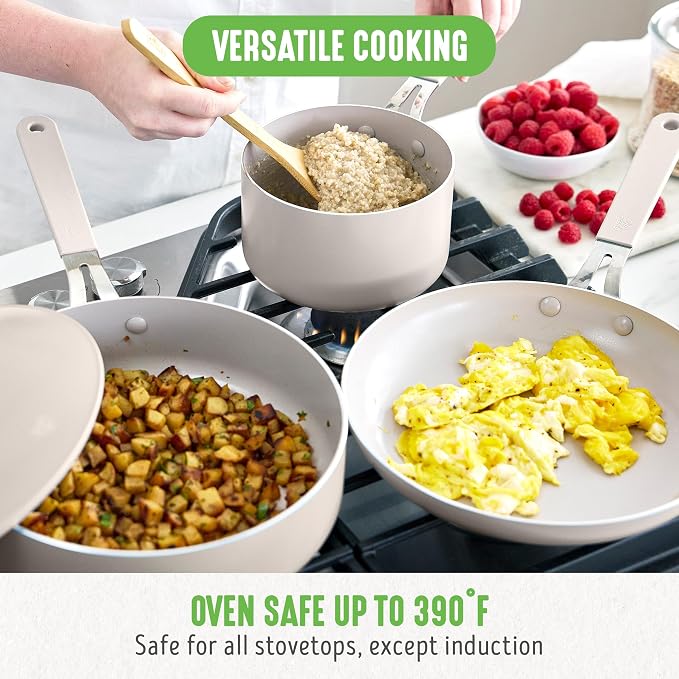 GreenLife 10-Piece Nonstick Ceramic Cookware Set, Lightweight Healthy PFAS-Free - Image 6