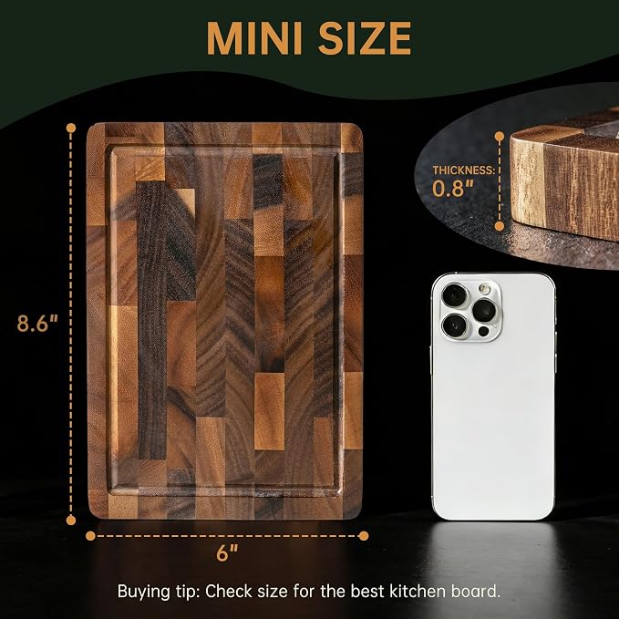 THETCHRY Walnut Wood Small Cutting Board, Compact Chopping Board - Image 6