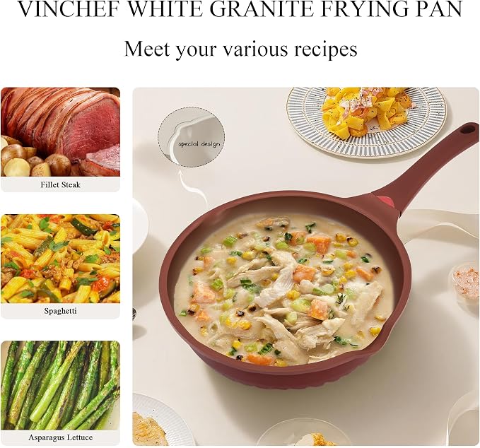 Vinchef Nonstick Toxin-Free Ceramic Cookware Deep Frying Pan Saute Pan - Image 4