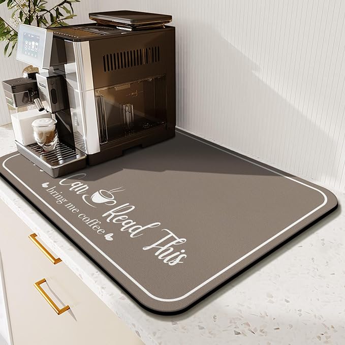 Coffee Bar Mat for Countertops 19inx12in, Absorbent Hide Stain Anti-Slip Cafe - Image 2