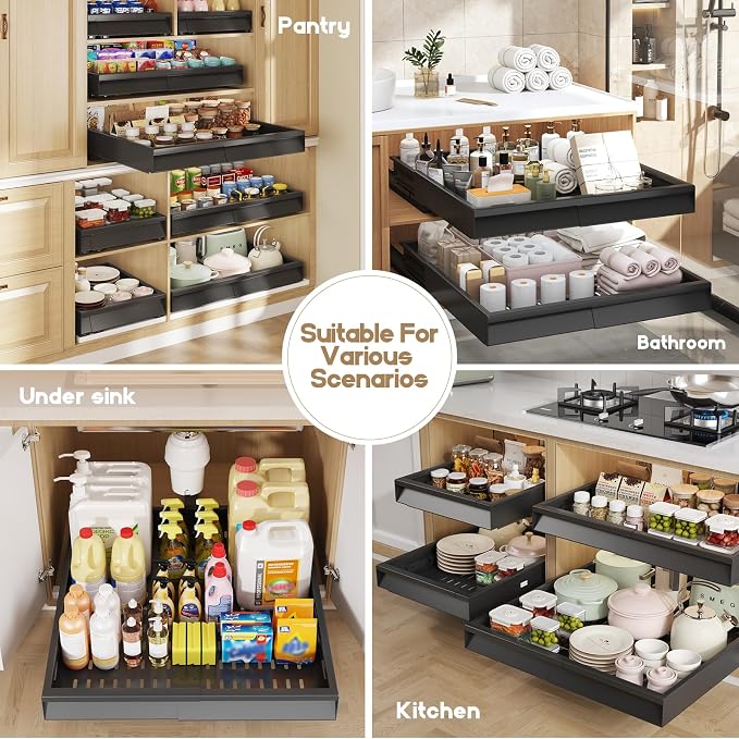 Seinloes 2 Pack Pull Out Cabinet Organizer - Image 7