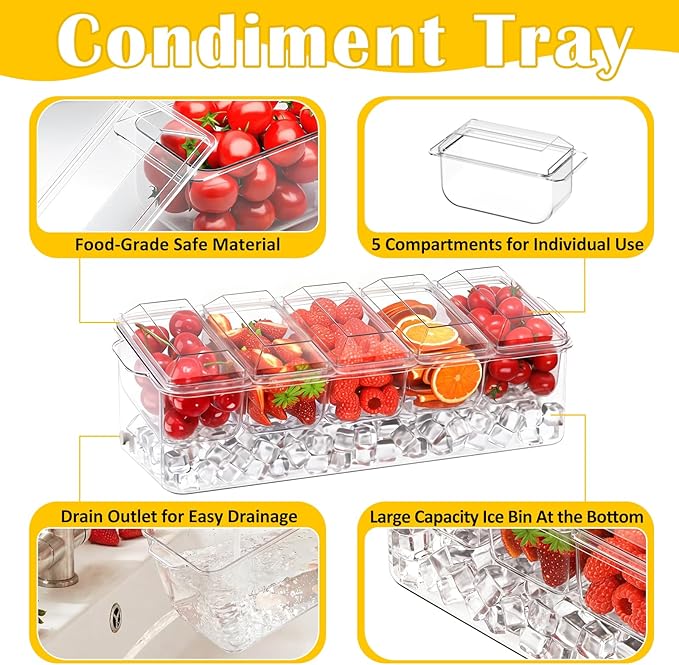 ARSTPEOE Condiment Tray, Chilled Condiment Server - Image 4