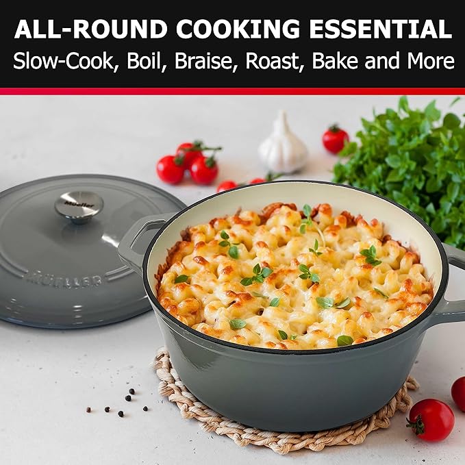 Mueller 6 Quart Enameled Cast Iron Pot Dutch Oven, Heavy-Duty Oven-Safe up to - Image 6