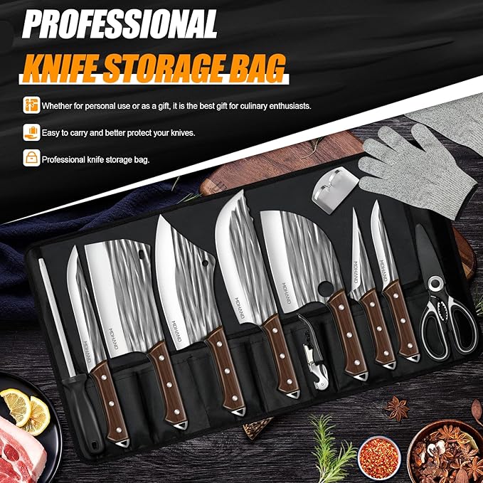 MDHAND Butcher Knife Set, Heavy Duty Meat Cleaver Knives, Boning Knife - Image 2
