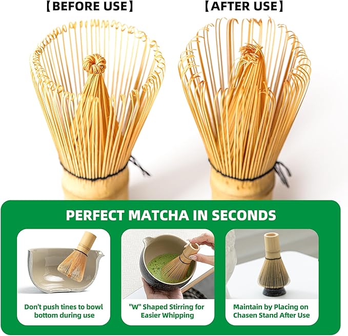 TEANAGOO Matcha Whisk Set, 6-PCS Traditional Starter Set, 100 Prongs Whisk - Image 4