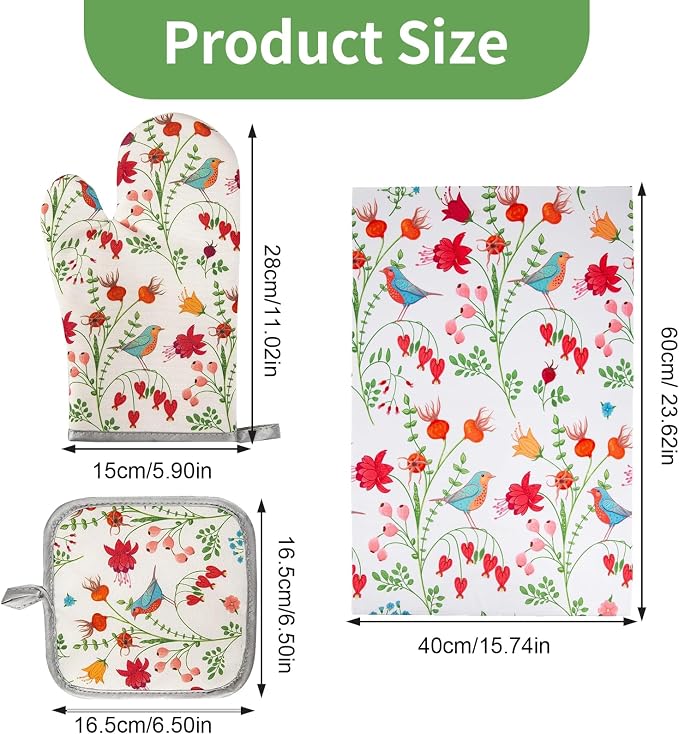 3 Pcs Kitchen Stuff, Kitchen Oven Mitts and Pot Holders Sets - Image 4