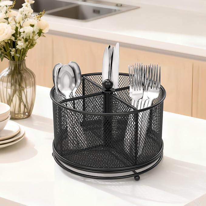 2 Pack 360° Rotating Metal Utensil Caddy - Image 5