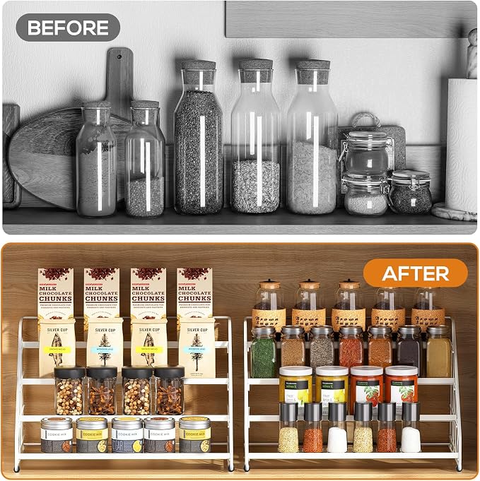 Spice Rack Organizer for Cabinet, 4 Tiered Spice Rack Organizer, Tiered - Image 3