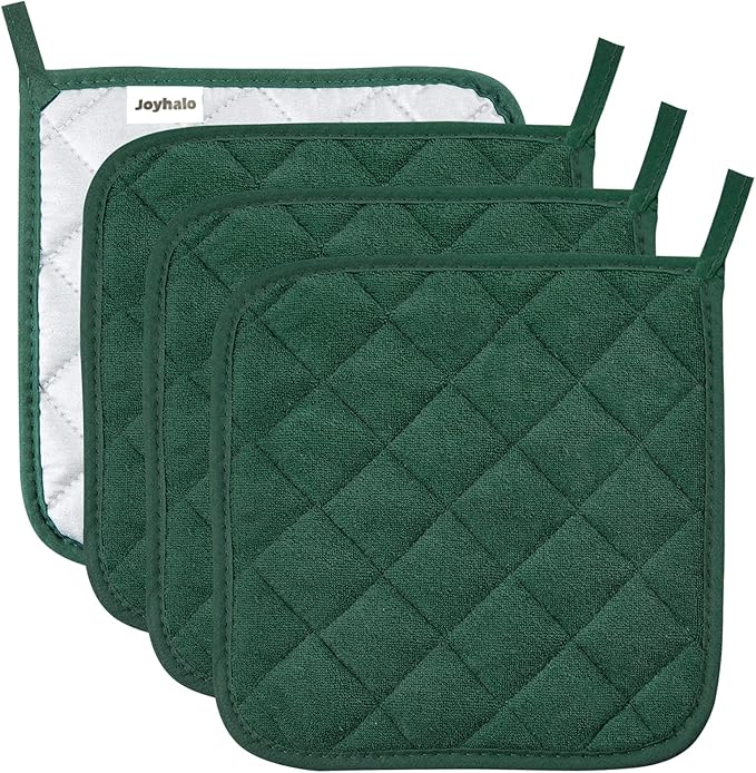 Joyhalo 4 Pack Pot Holders for Kitchen, Cotton Oven Holder by Joyhalo