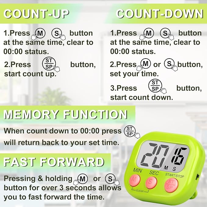ZILLEEN Classroom Timer for Kids Teachers 2 Pack Digital Timers - Image 8