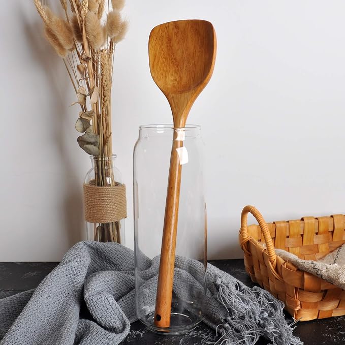FJNATINH Wooden Spatula with Long Handle - Image 5