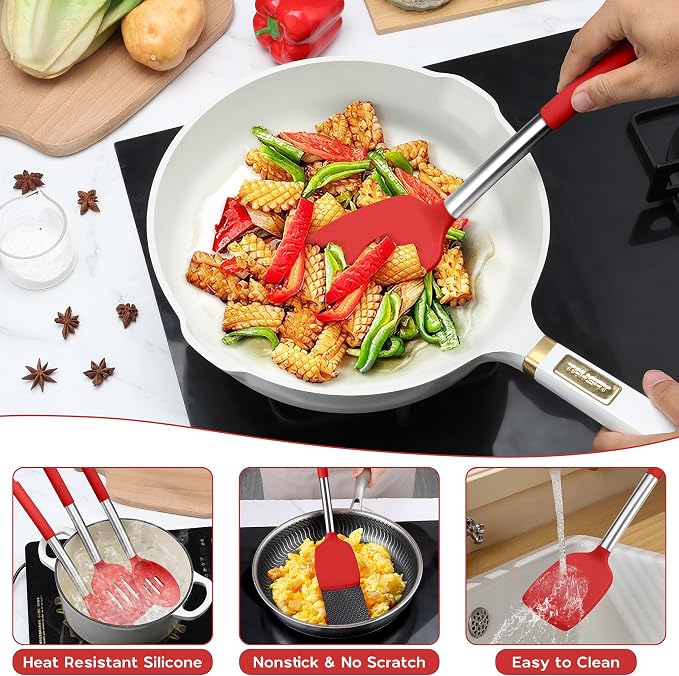 Onader 15 Pcs Silicone Cooking Utensils Set, Large Kitchen Gadgets Tools - Image 4