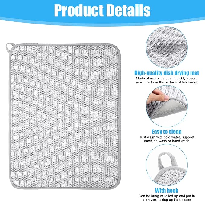 Giantree Small Microfiber Dish Drying Mat, Absorbent Dish Drainer Mats - Image 3