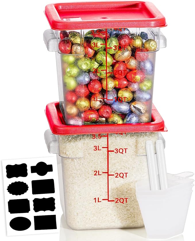 4QT NSF Food Storage Containers: 2 PCS Commercial Clear Food Storage Containers by SVKLHY