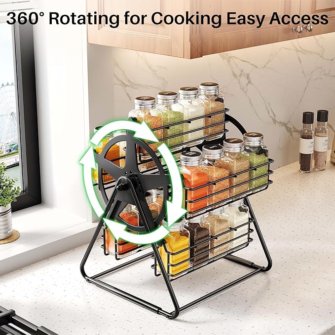 Rotating Spice Rack Organizer for Large Cabinets Kitchen Countertop - Image 2