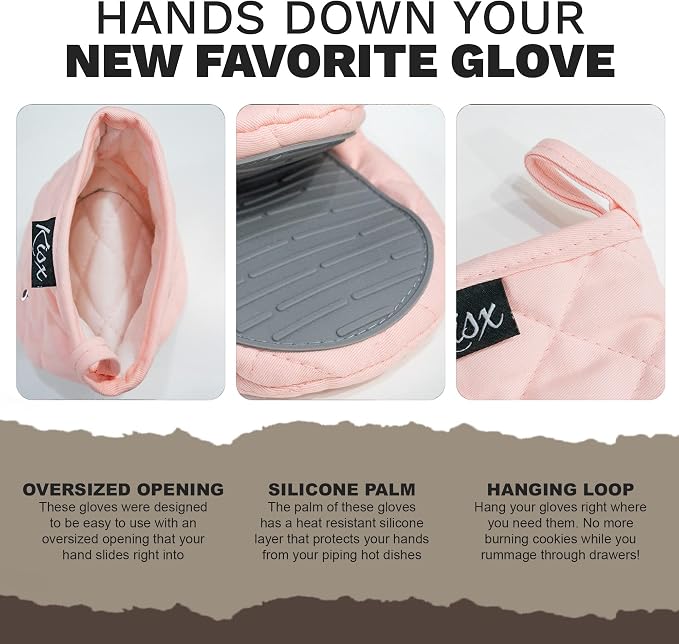 Pink Silicone Oven Mitts & Pot Holders Set - Image 3