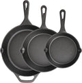 Cast Iron Skillet 3-Piece Set, Heavy-Duty Pre-Seasoned Pan Cookware Set by isheTao