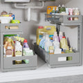 2 Pack 17IN Depth Under Sink Storage Organizer, Large 2-Tier Elegant Mesh Pull by UnderSinkOrganizer